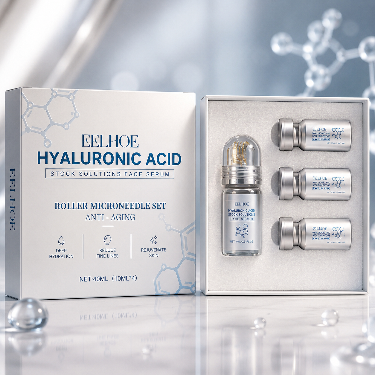 Hyaluronic Acid Microneedle Roller Serum Set