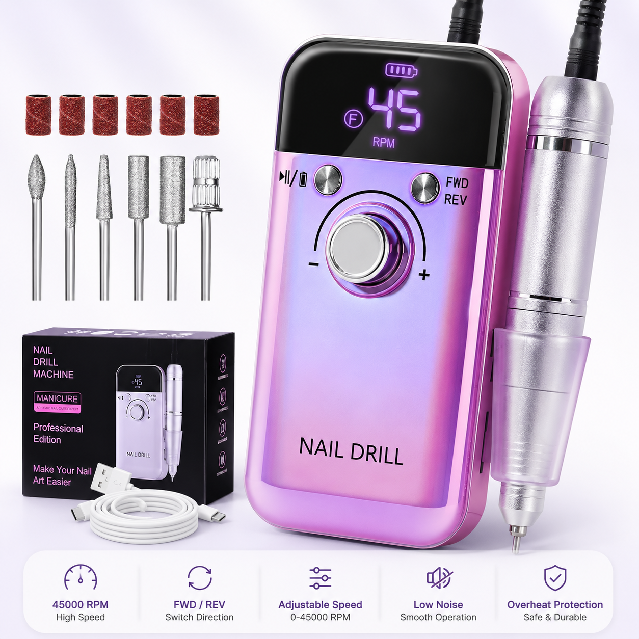 Nail Drill Manicure Set 45000RPM