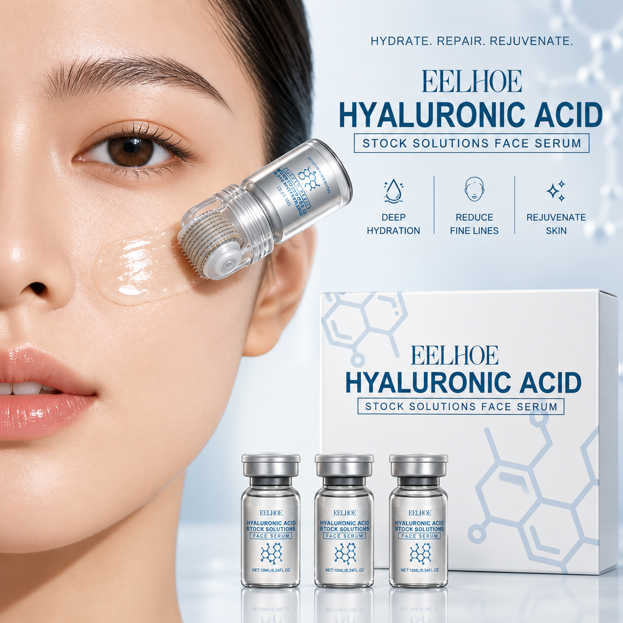 Hyaluronic Acid Microneedle Roller Serum Set