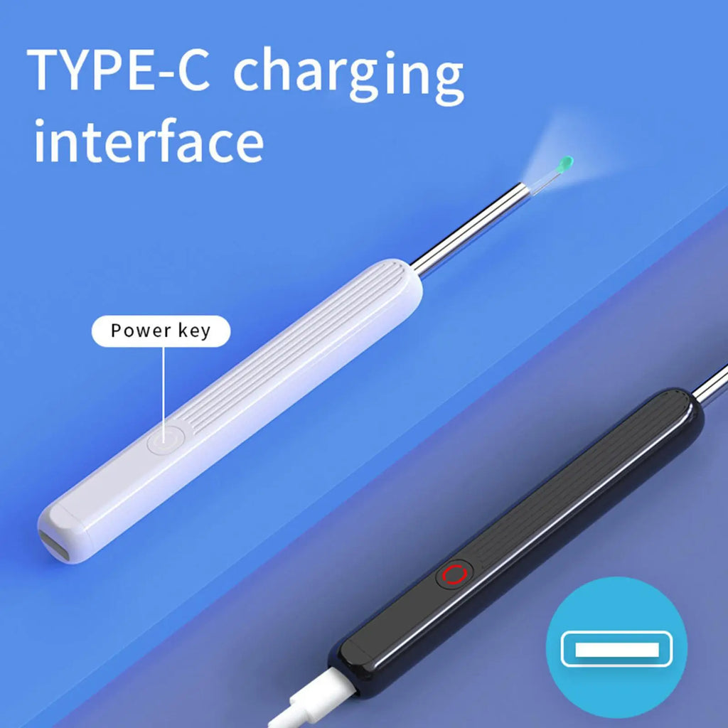 Two USB Type-C charging interfaces with labeled power key on a blue background