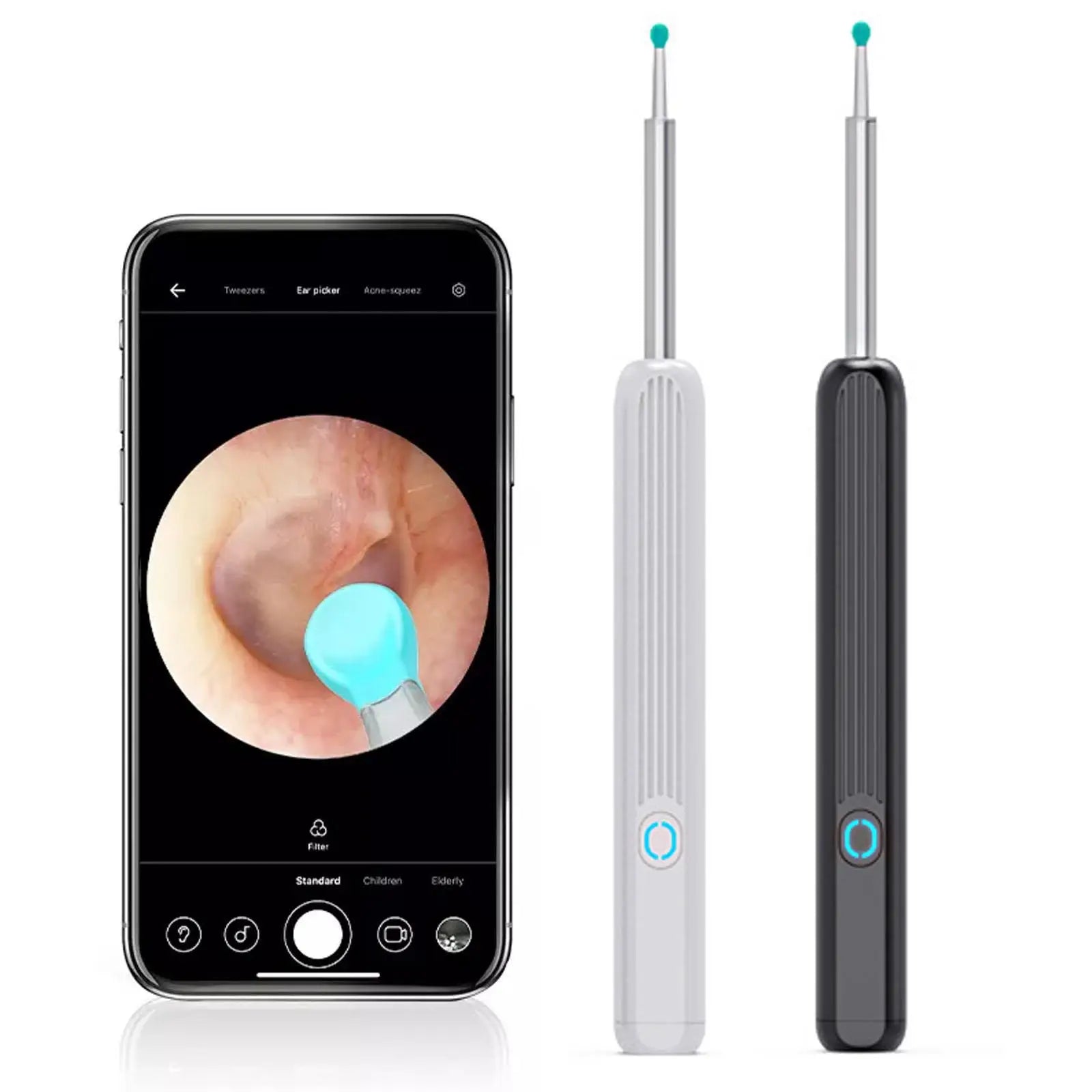 Ear cleaning tool with white background. Video example of tool being used
