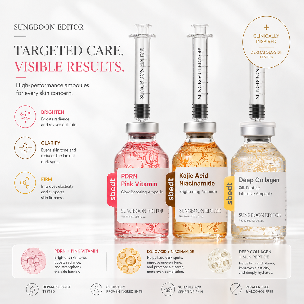 Collagen Peptide, Pink PDRN, Kojic Acid Ampoule