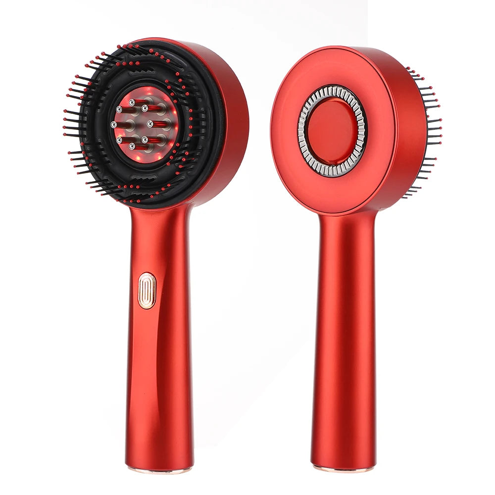 Red hair steamer massage brush  on a white background