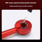 Red hair steamer massage brush with oil opening case in the back.