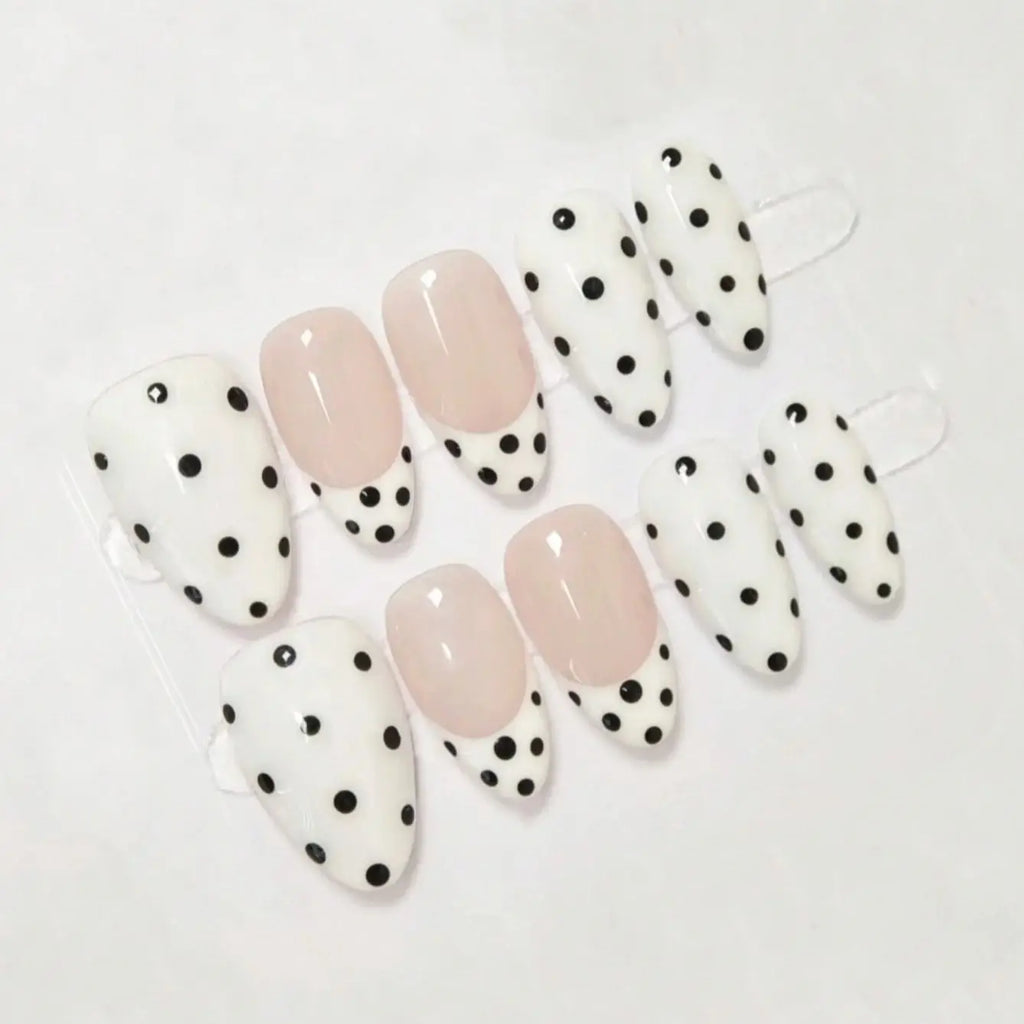 Handmade Polka Dot Gel Press On Nail Set