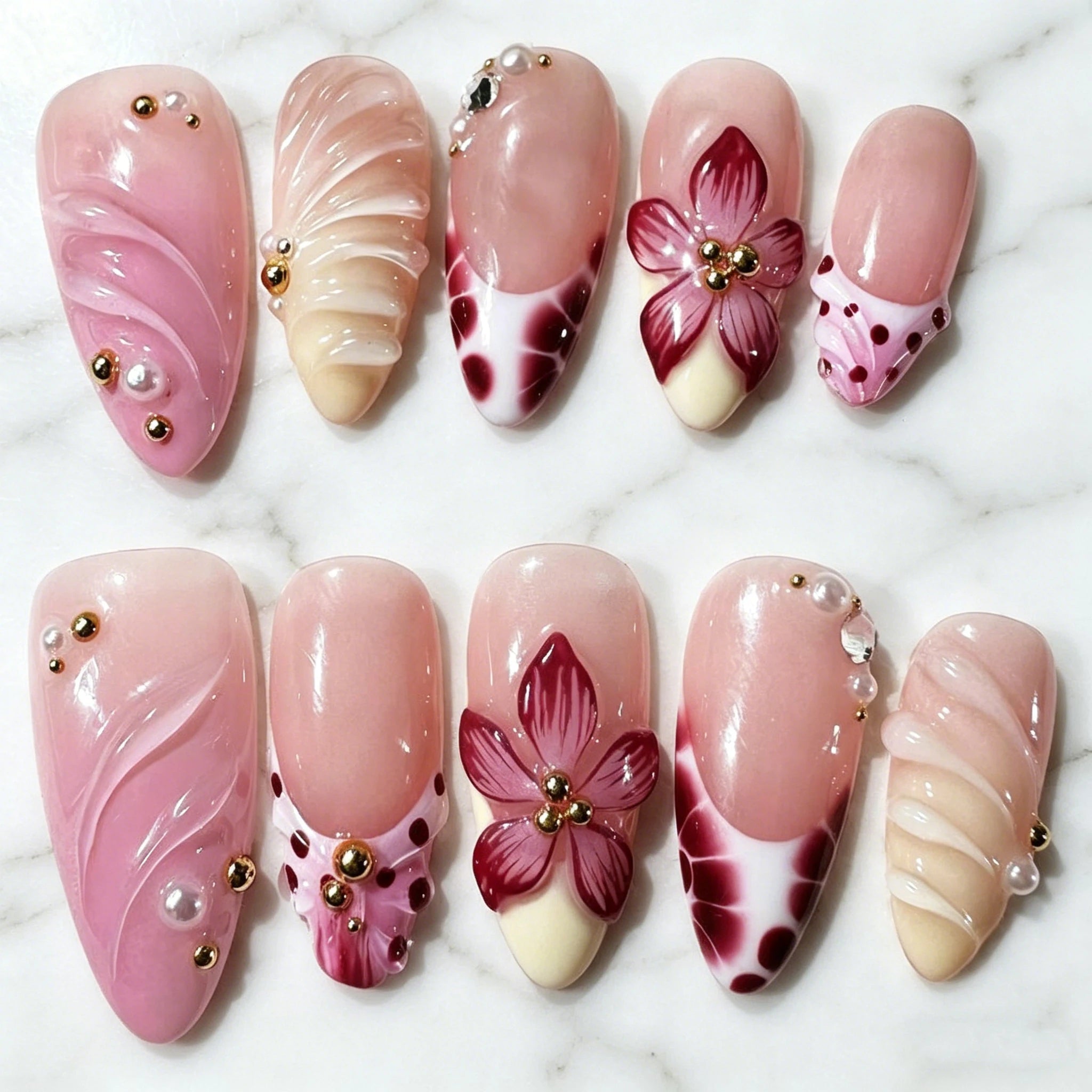 Handmade 3D Gel Press On Nail Set