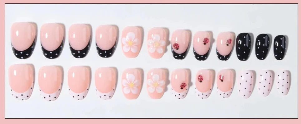 Handmade 3D Gel Ladybug Press On Nail Set
