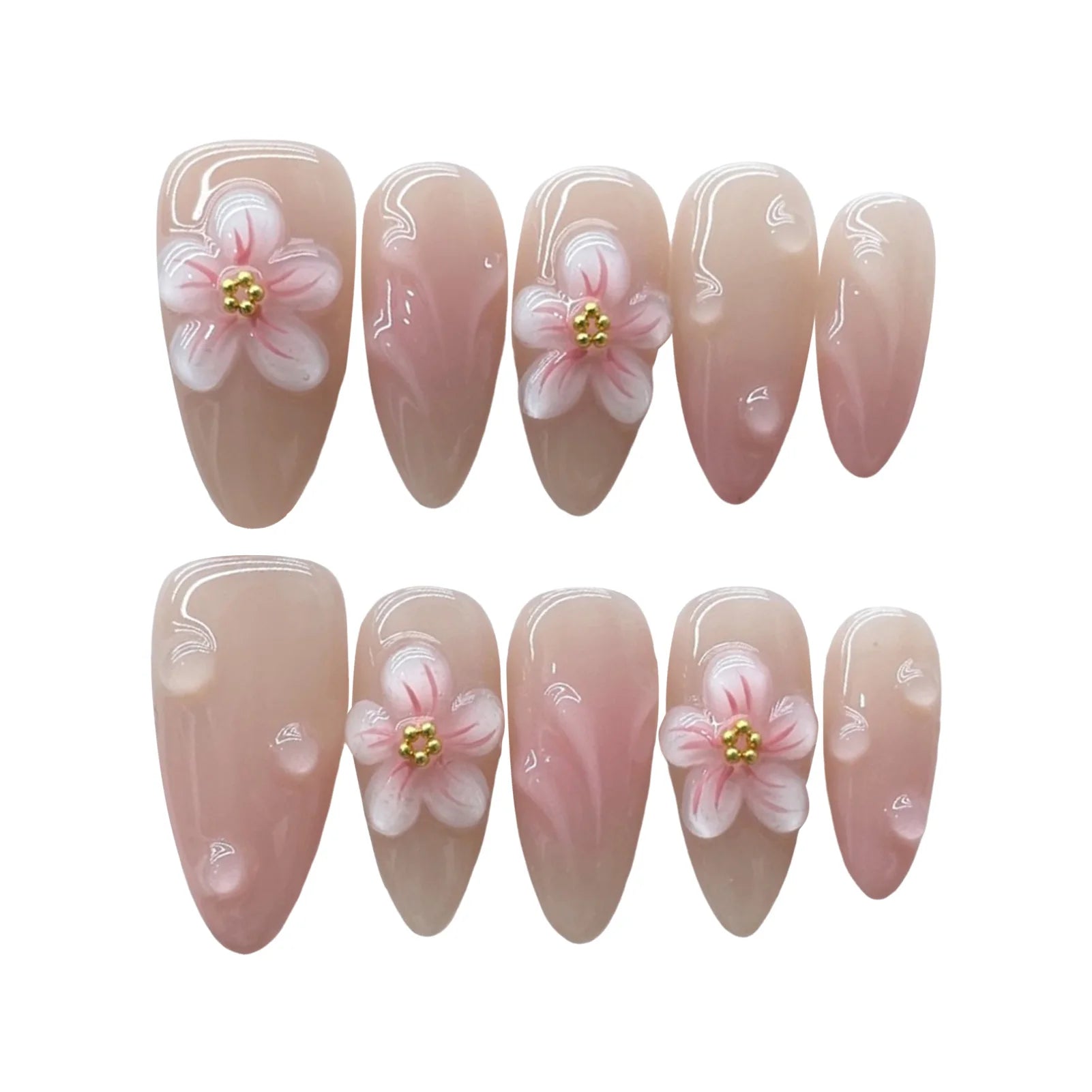 Handmade 3D Gel Press On Nail Sets