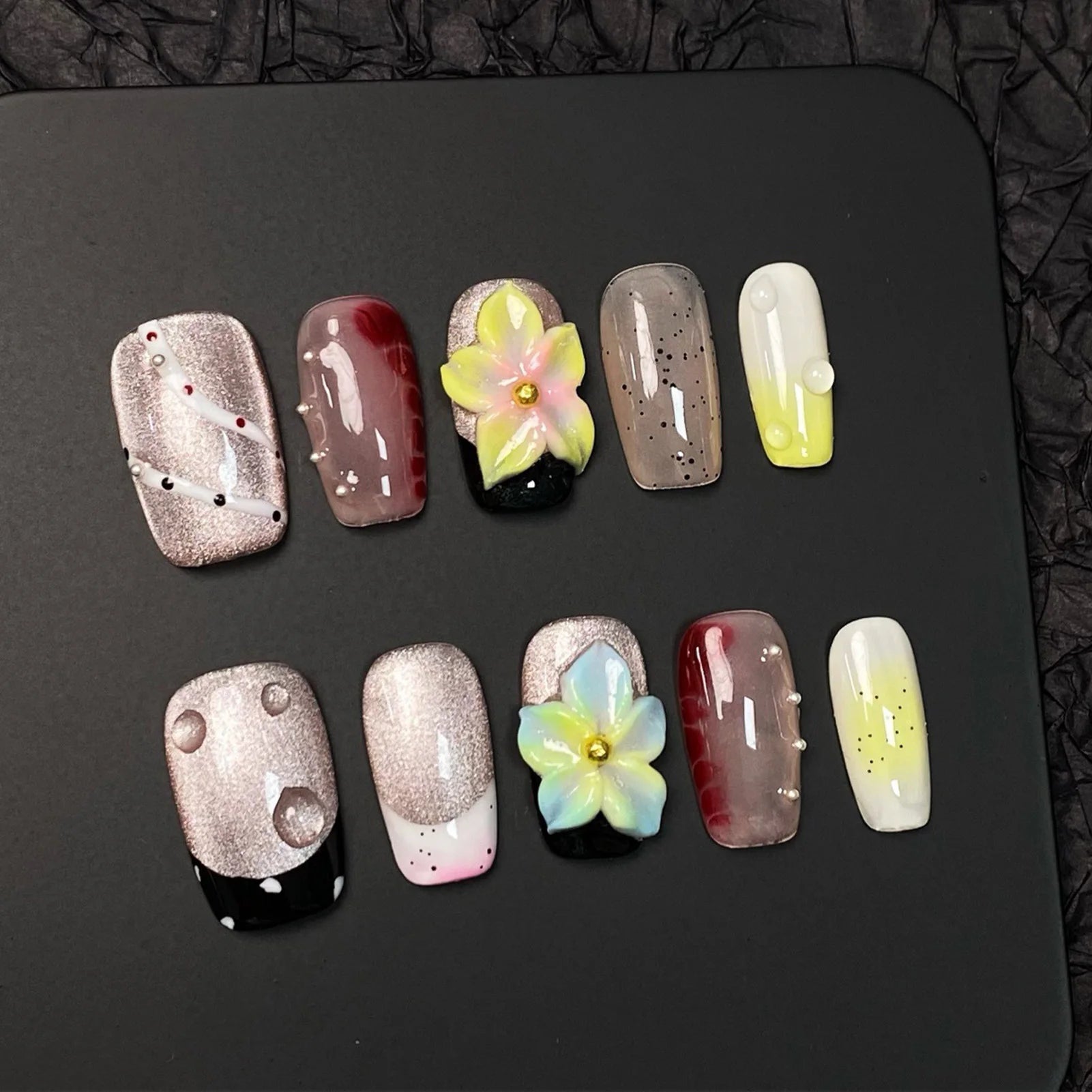 Handmade 3D Gel Press On Nail Set