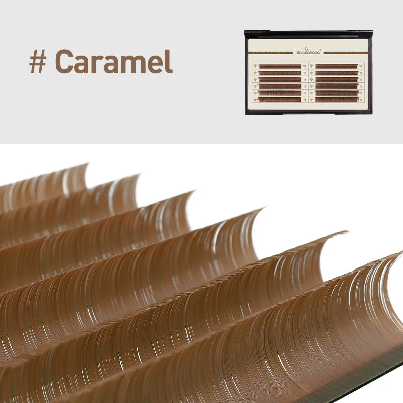 Brown, Caramel, Red Brown, Individual Eyelash Extensions