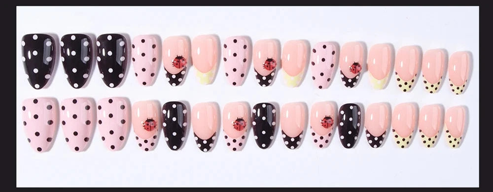 Handmade 3D Gel Ladybug Press On Nail Set