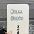 10Pcs Handmade Nails Iceberg Blue