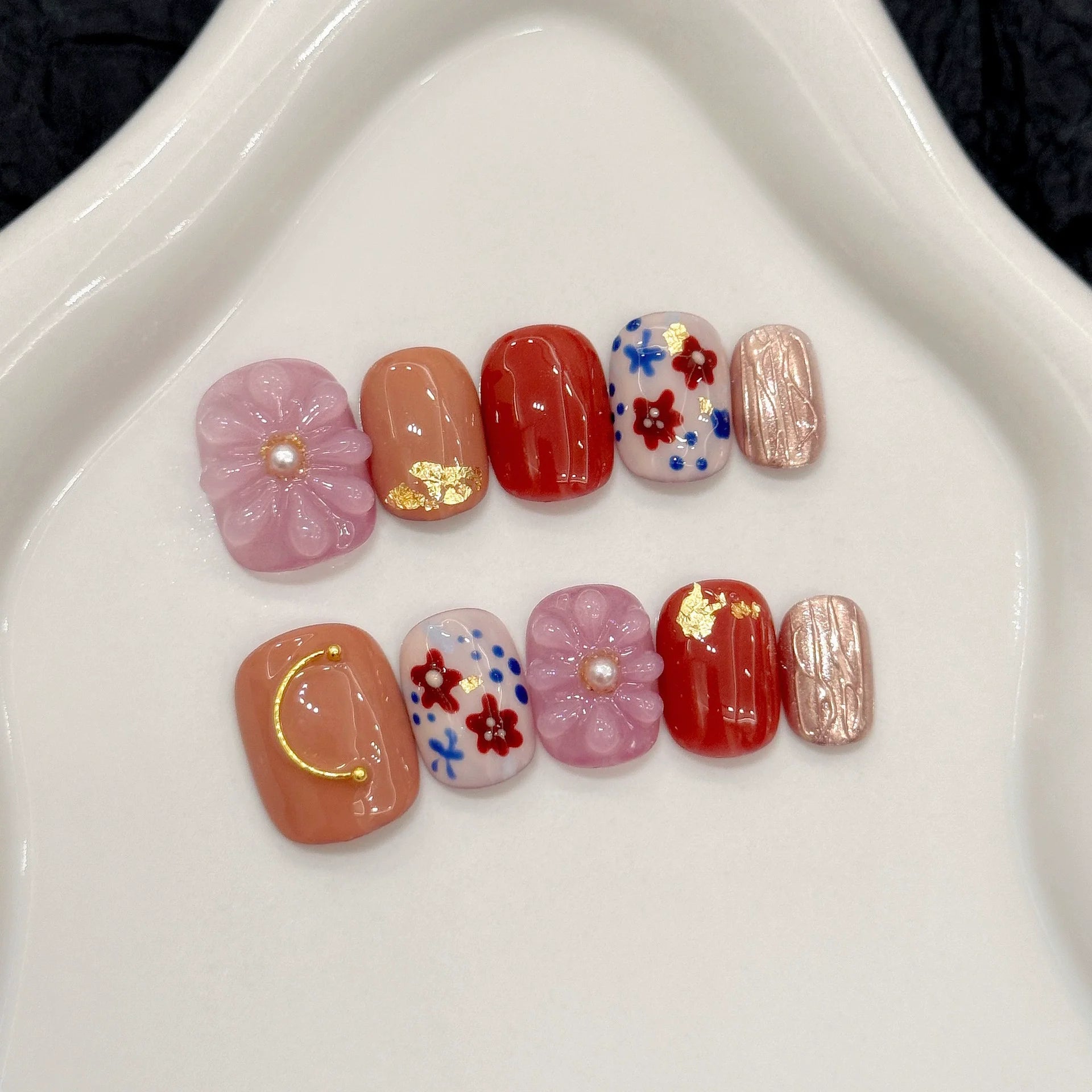 Handmade 3D Gel Press On Nail Set