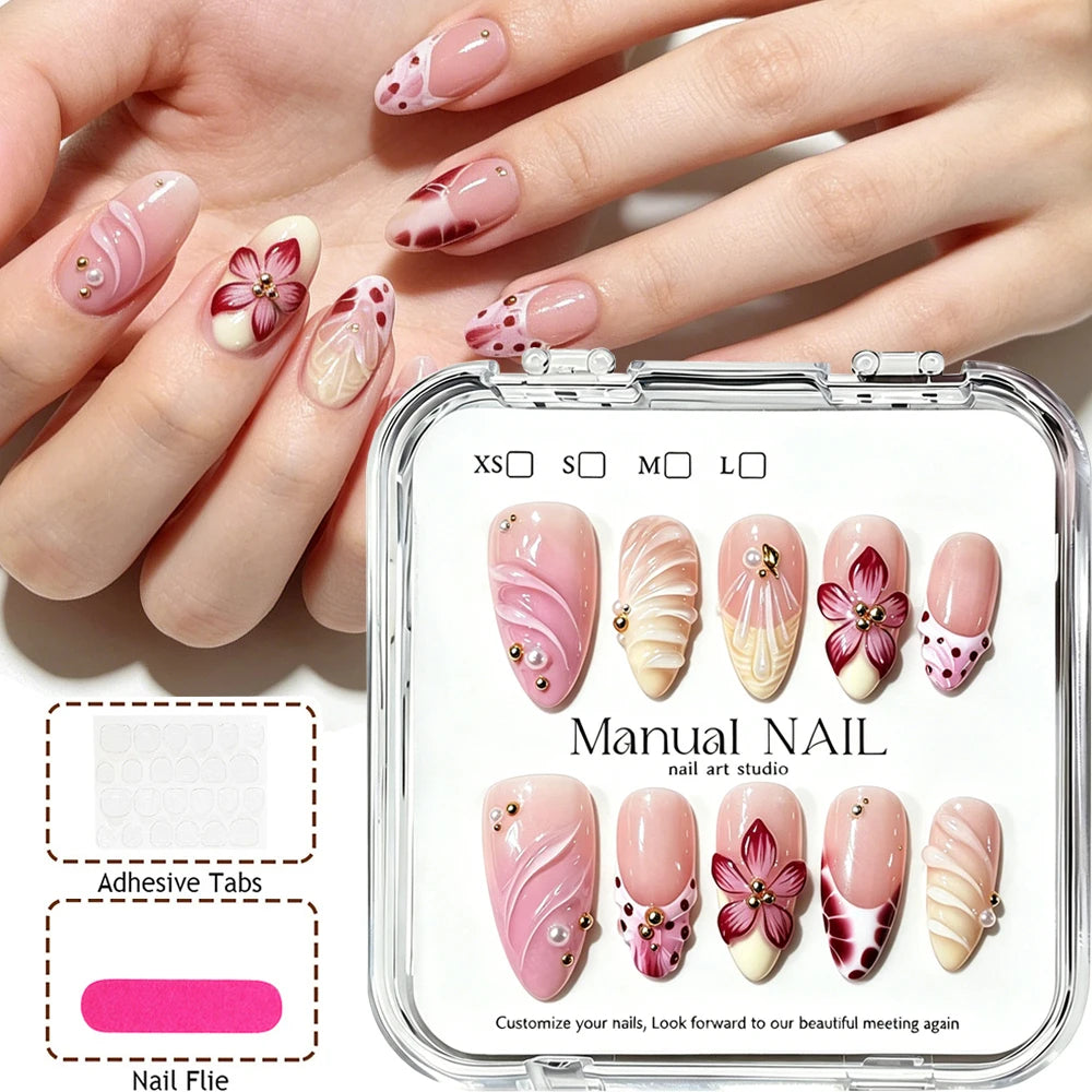 Handmade 3D Gel Press On Nail Set
