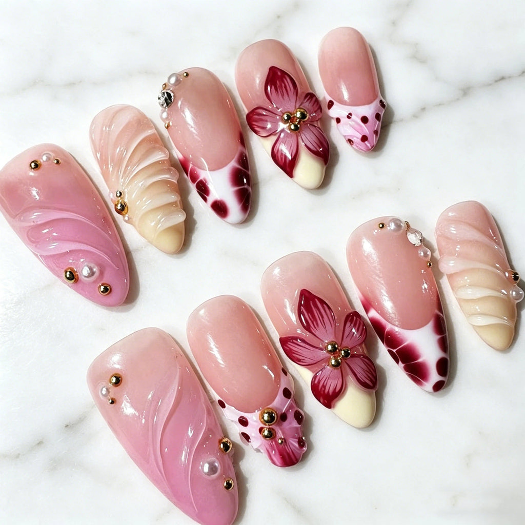 Handmade 3D Gel Press On Nail Set