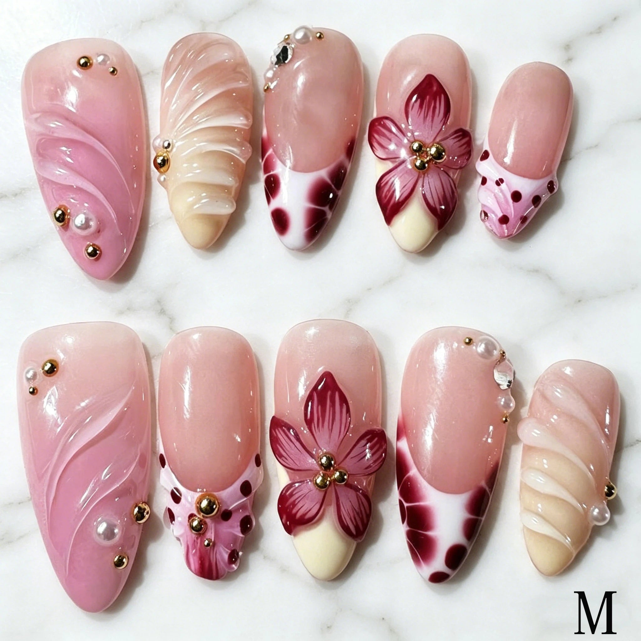 Handmade 3D Gel Press On Nail Set