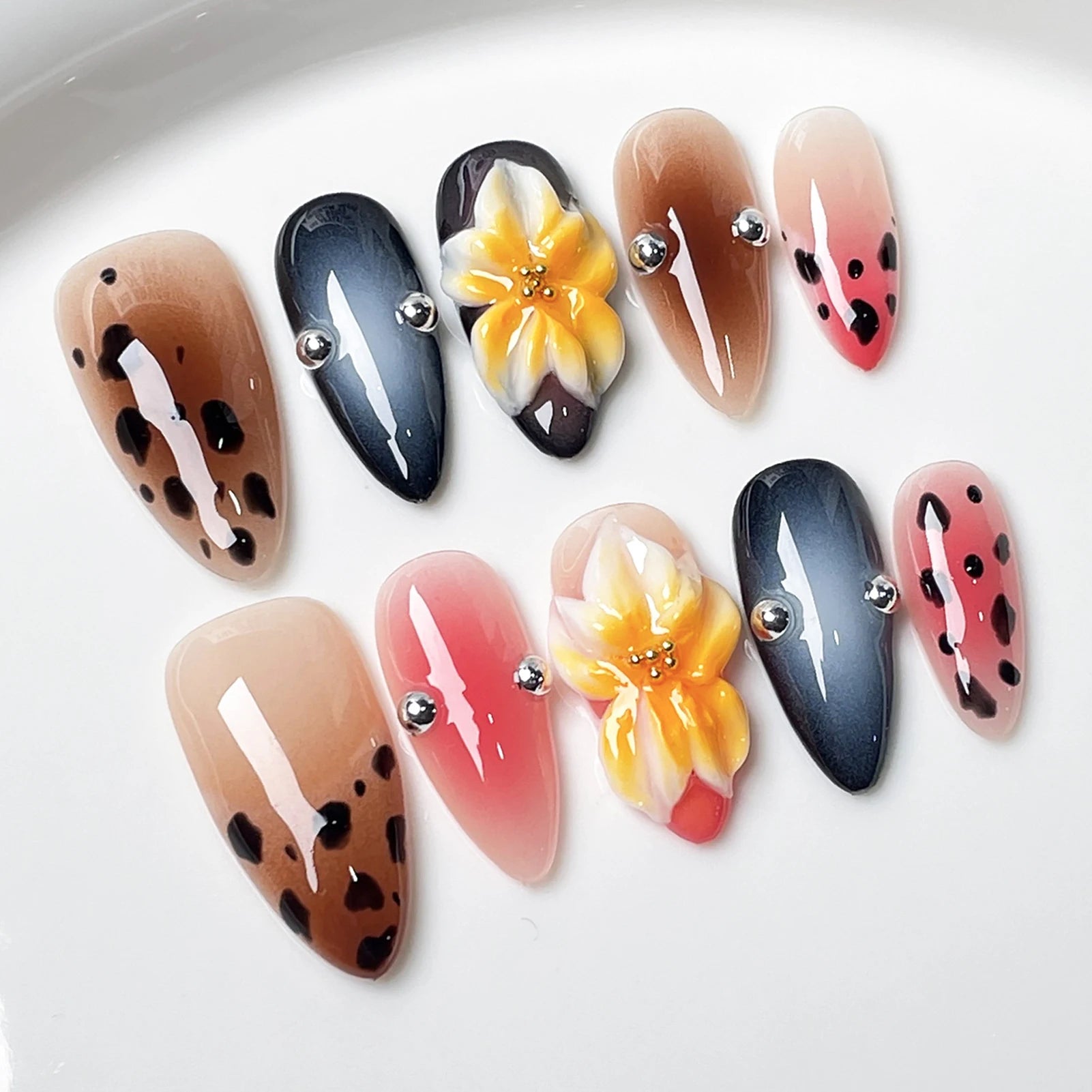 Handmade 3D Gel Press On Nail Set