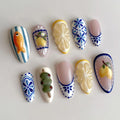 Handmade Lemon Gel Press On Nail Set