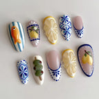 Handmade Lemon Gel Press On Nail Set
