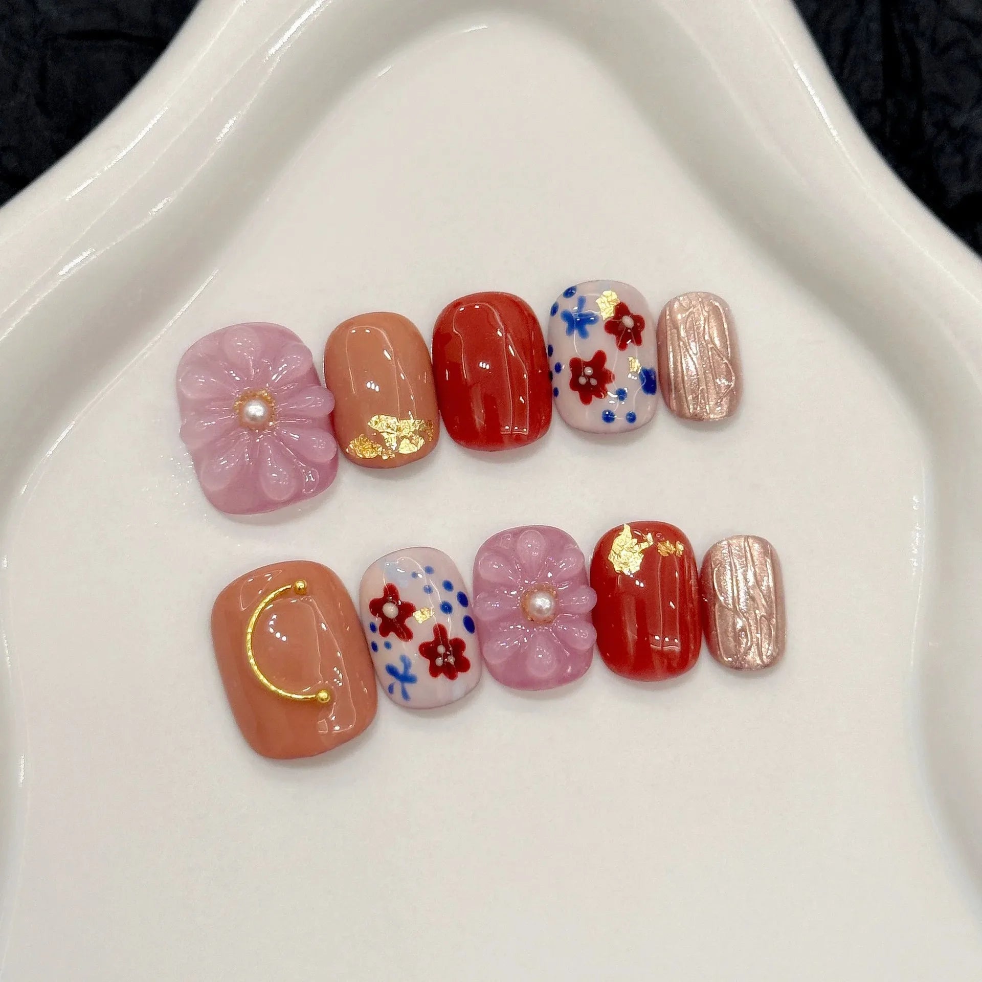 Handmade 3D Gel Press On Nail Set