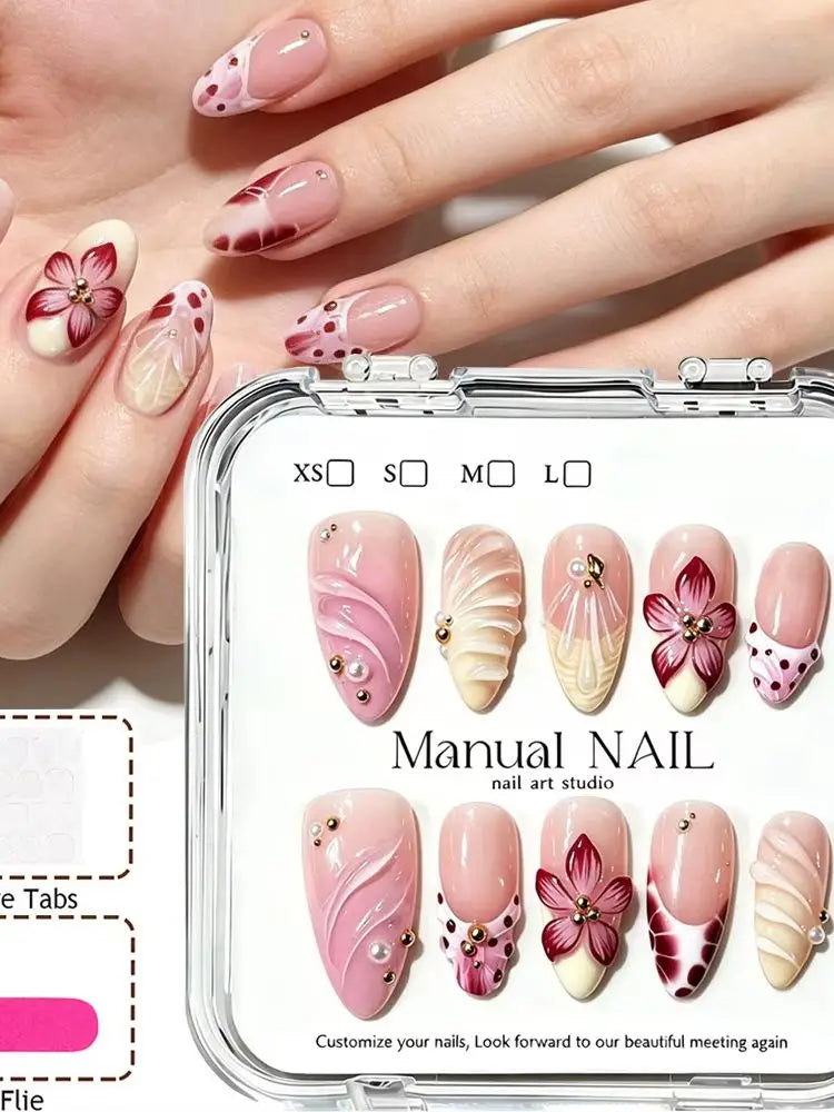 Handmade 3D Gel Press On Nail Set