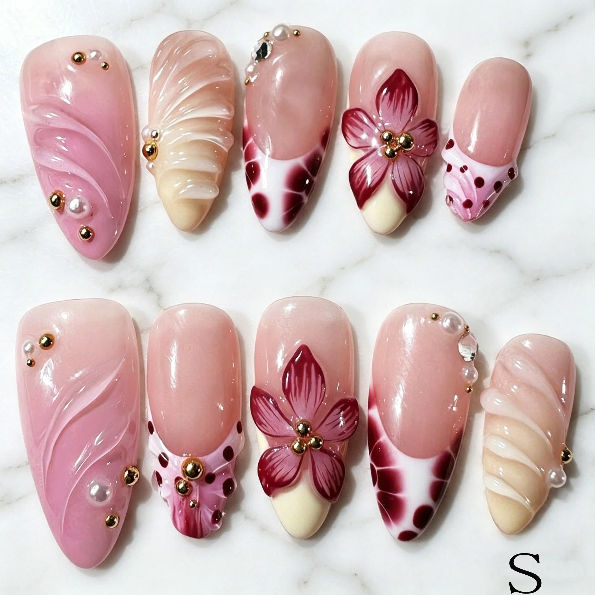Handmade 3D Gel Press On Nail Set